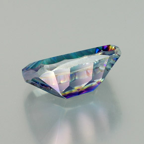 Quartzo místico multicolorido natural 9,47ct, corte esmeralda, VVS-VS