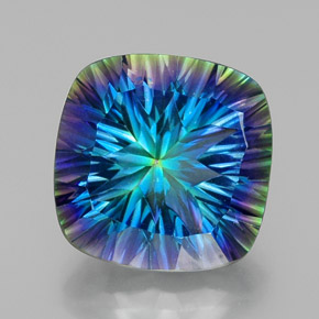 Quartzo místico multicolorido natural 21,55ct, almofada cortada, VVS-VS