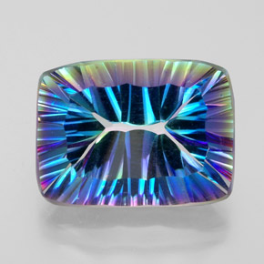 Quartzo místico multicolorido natural 10,34ct, baguete, VVS-VS