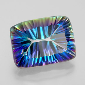 Quartzo místico multicolorido natural 10,34ct, baguete, VVS-VS