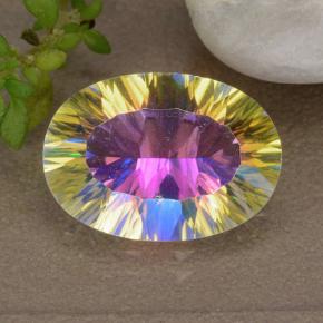 Quartzo místico multicolorido natural 4,35ct, corte oval, VVS-VS