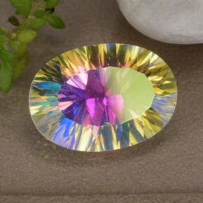 Quartzo místico multicolorido natural 4,35ct, corte oval, VVS-VS