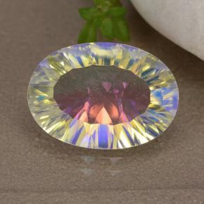 Quartzo místico multicolorido natural 4,64ct, corte oval, VVS-VS