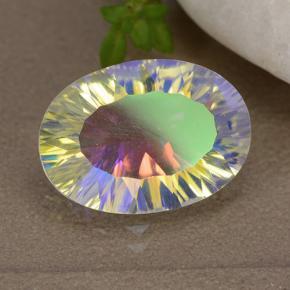 Quartzo místico multicolorido natural 4,64ct, corte oval, VVS-VS