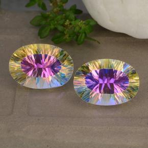 Pedras preciosas de quartzo místico multicolorido natural de 9,99 ct, corte oval, VVS-VS