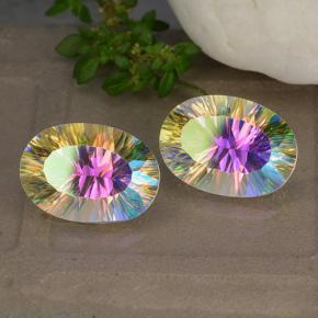 Pedras preciosas de quartzo místico multicolorido natural de 9,99 ct, corte oval, VVS-VS
