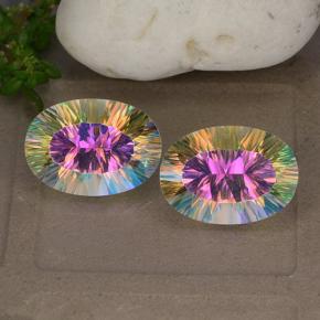 Pedras preciosas de quartzo místico multicolorido natural de 10,62 ct, corte oval, VVS-VS