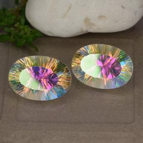 Pedras preciosas de quartzo místico multicolorido natural de 10,62 ct, corte oval, VVS-VS