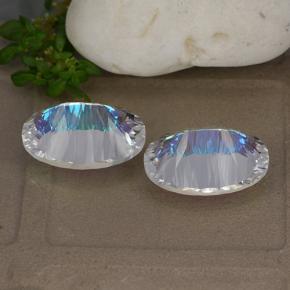Pedras preciosas de quartzo místico multicolorido natural de 10,62 ct, corte oval, VVS-VS