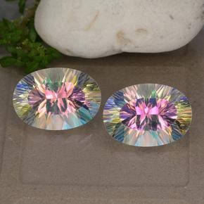 Pedras preciosas de quartzo místico multicolorido natural de 10,75 ct, corte oval, VVS-VS
