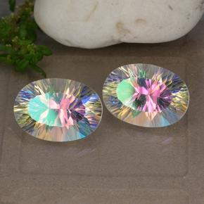 Pedras preciosas de quartzo místico multicolorido natural de 10,75 ct, corte oval, VVS-VS