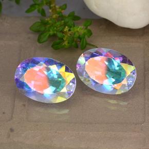 Pedras preciosas de quartzo místico multicolorido natural de 10,52 ct, corte oval, VVS-VS