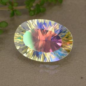 Quartzo místico multicolorido natural 5,02ct, corte oval, VVS-VS