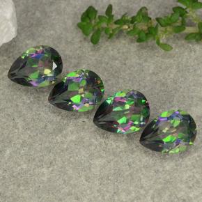 Pedras preciosas de quartzo místico multicolorido natural de 3,68 ct, formato de pêra, VS