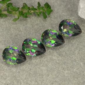 Pedras preciosas de quartzo místico multicolorido natural de 3,68 ct, formato de pêra, VS
