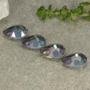 Pedras preciosas de quartzo místico multicolorido natural de 3,68 ct, formato de pêra, VS
