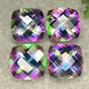 Pedras preciosas de quartzo místico multicolorido natural de 7,33 ct, almofada cortada, VS