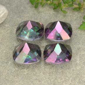 Pedras preciosas de quartzo místico multicolorido natural de 7,33 ct, almofada cortada, VS