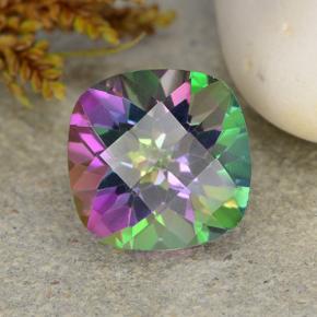 Quartzo místico multicolorido natural 2,74ct, almofada cortada, VS-SI