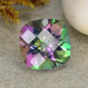 Quartzo místico multicolorido natural 2,74ct, almofada cortada, VS-SI