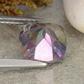 Quartzo místico multicolorido natural 2,74ct, almofada cortada, VS-SI
