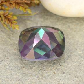 Quartzo místico multicolorido natural 2,43ct, almofada cortada, VS-SI