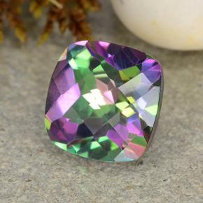 Quartzo místico multicolorido natural 2,02ct, almofada cortada, VVS-VS