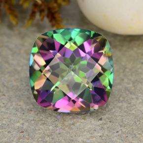 Quartzo místico multicolorido natural 2,09ct, almofada cortada, VVS-VS