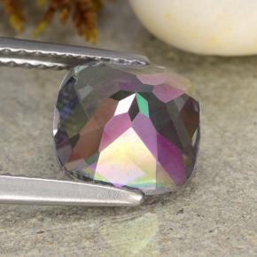 Quartzo místico multicolorido natural 2,09ct, almofada cortada, VVS-VS