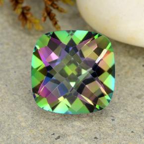Quartzo místico multicolorido natural 2,02ct, almofada cortada, VVS-VS