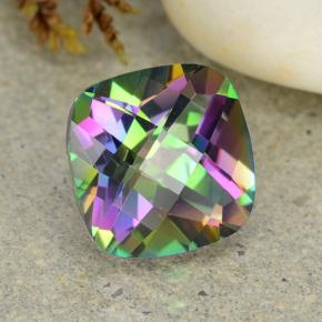 Quartzo místico multicolorido natural 2,02ct, almofada cortada, VVS-VS