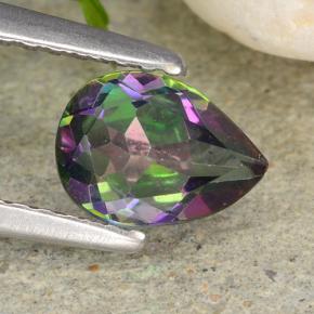 Quartzo místico multicolorido natural 0,76ct, formato de pêra, SI