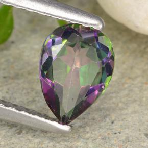 Quartzo místico multicolorido natural 0,76ct, formato de pêra, SI