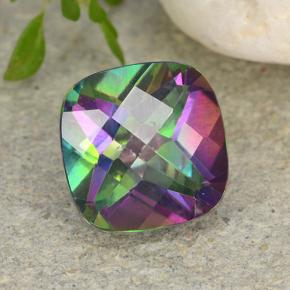 Quartzo místico multicolorido natural 2,58ct, almofada cortada, VS-SI