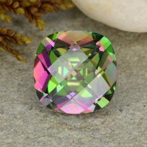 Quartzo místico multicolorido natural 2,33ct, almofada cortada, VS-SI