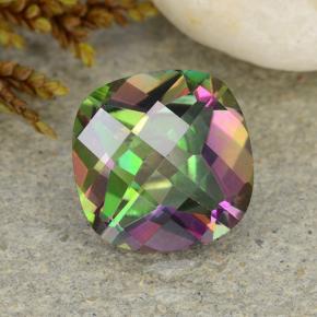 Quartzo místico multicolorido natural 2,33ct, almofada cortada, VS-SI
