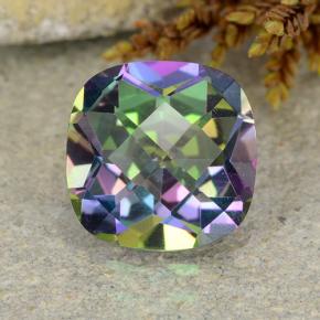 Quartzo místico multicolorido natural 2,05ct, almofada cortada, VS