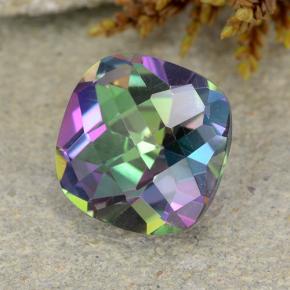 Quartzo místico multicolorido natural 2,05ct, almofada cortada, VS