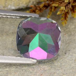 Quartzo místico multicolorido natural 2,05ct, almofada cortada, VS