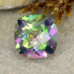 Quartzo místico multicolorido natural 1,96ct, almofada cortada, VS