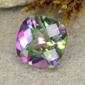 Quartzo místico multicolorido natural 1,96ct, almofada cortada, VS