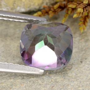 Quartzo místico multicolorido natural 1,96ct, almofada cortada, VS