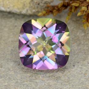 Quartzo místico multicolorido natural 1,83ct, almofada cortada, VS