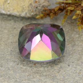 Quartzo místico multicolorido natural 1,83ct, almofada cortada, VS