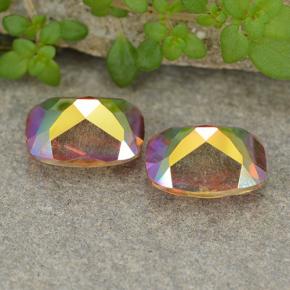 Pedras preciosas de Quartzo Místico Multicolorido natural de 3.39 ct, Almofada cortada, VVS-VS