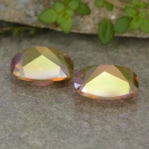 Pedras preciosas de quartzo místico multicolorido natural de 3,52 ct, almofada cortada, VVS-VS