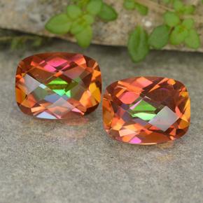 Pedras preciosas de quartzo místico multicolorido natural de 3,69 ct, almofada cortada, VS