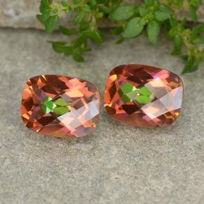 Pedras preciosas de quartzo místico multicolorido natural de 3,64 ct, almofada cortada, VVS-VS