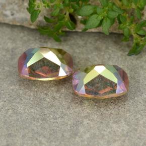 Pedras preciosas de quartzo místico multicolorido natural de 3,64 ct, almofada cortada, VVS-VS