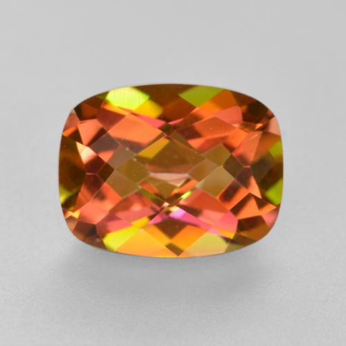 Quartzo místico multicolorido natural 1,88ct, almofada cortada, VVS-VS